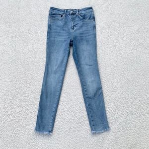 Free People Raw High Rise Mid Wash Jeggings